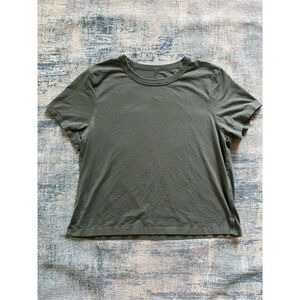 Lululemon Dark Forest Green Classic Fit Cotton Blend T Shirt W3FGDS Size 4